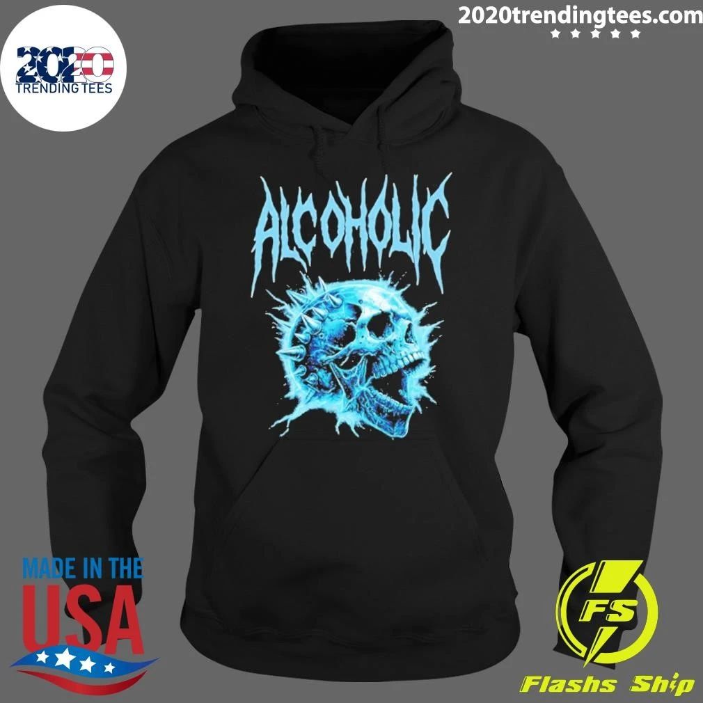 Alcoholic Spiked Skull Graphic Shirt