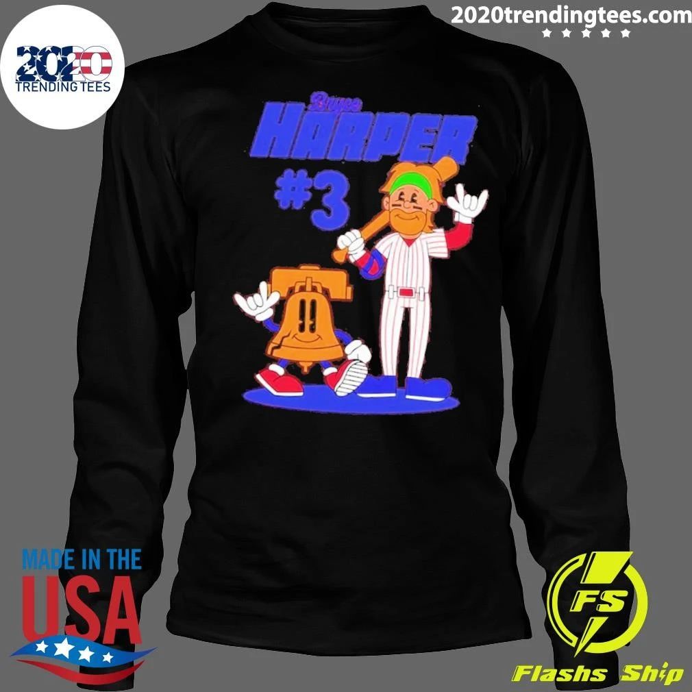 Bryce Harper No 3 Philadelphia Phillies Retro Cartoon Shirt