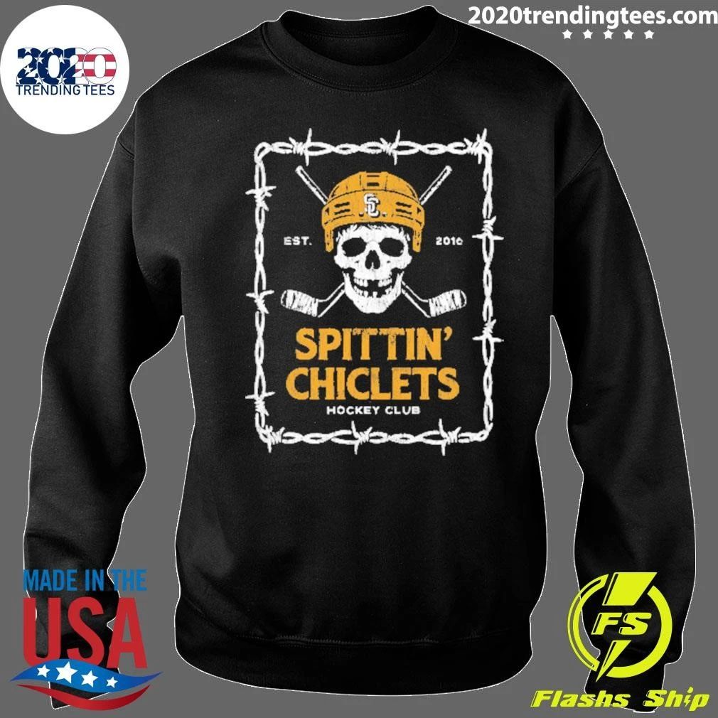 Spittin Chiclets Hockey Club Skull Pocket Tee Shirt