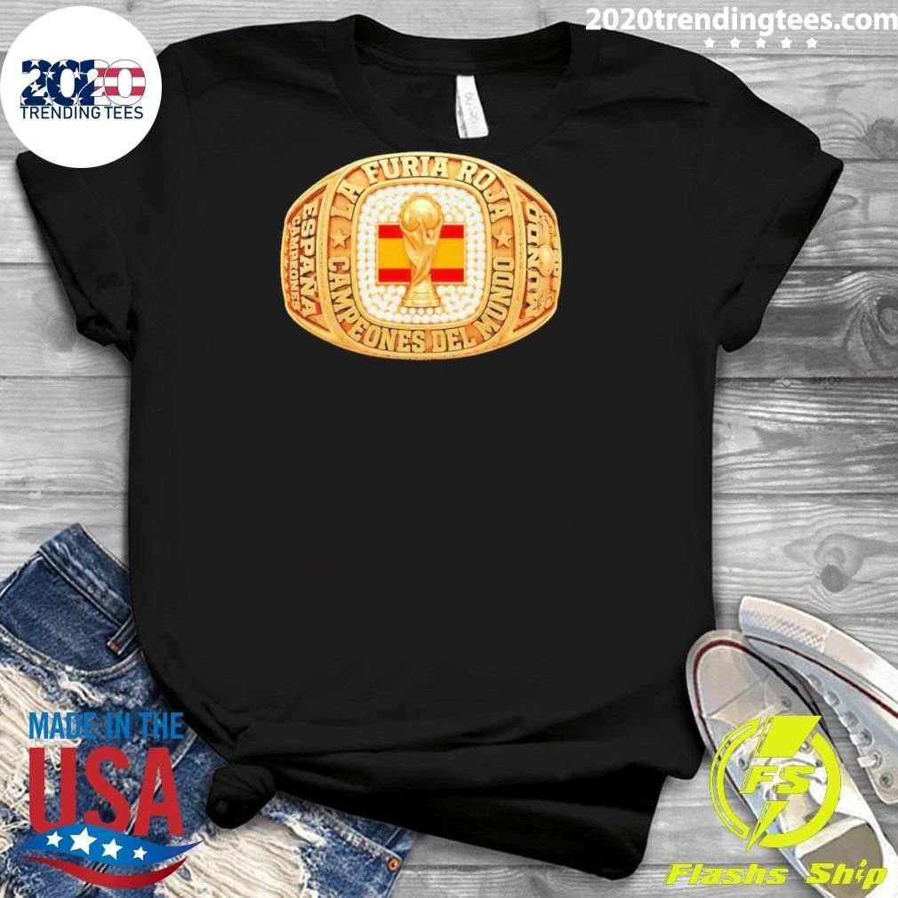 Spain Soccer Champions Ring La Furia Roja Campeones Del Mundo World Cup Championship Shirt