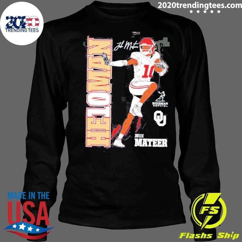 John Mateer Oklahoma Sooners Heisman Stance Signature Shirt