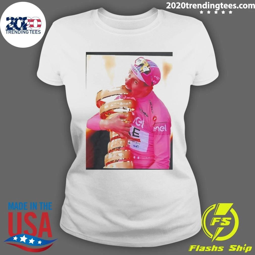 Tadej Pogacar 2024 Giro D’italia Biting Trophy Shirt