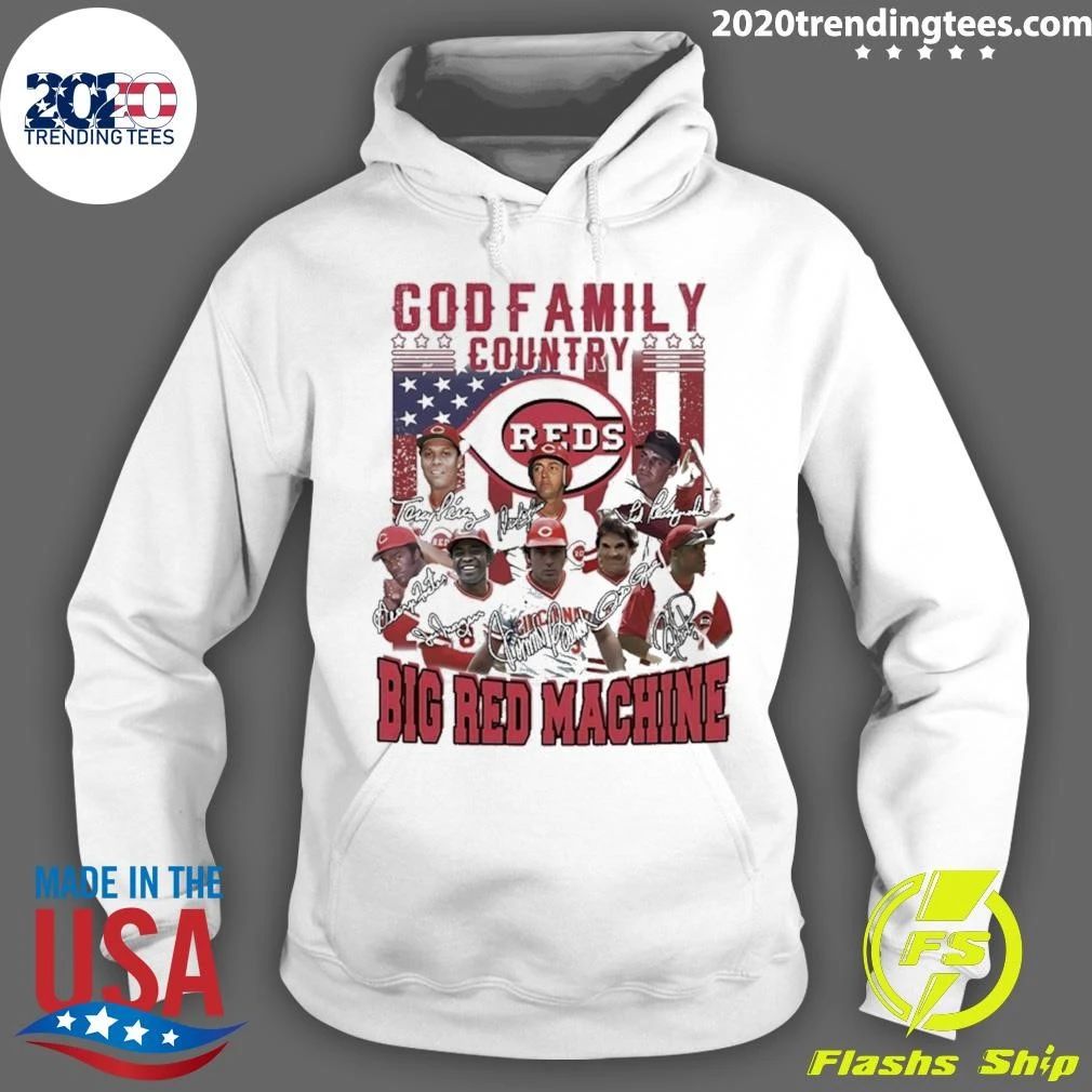 Cincinnati Reds God Family Country Big Red Machine Signatures Shirt