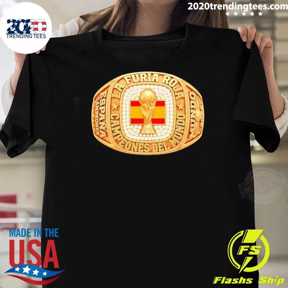 Spain Soccer Champions Ring La Furia Roja Campeones Del Mundo World Cup Championship Shirt