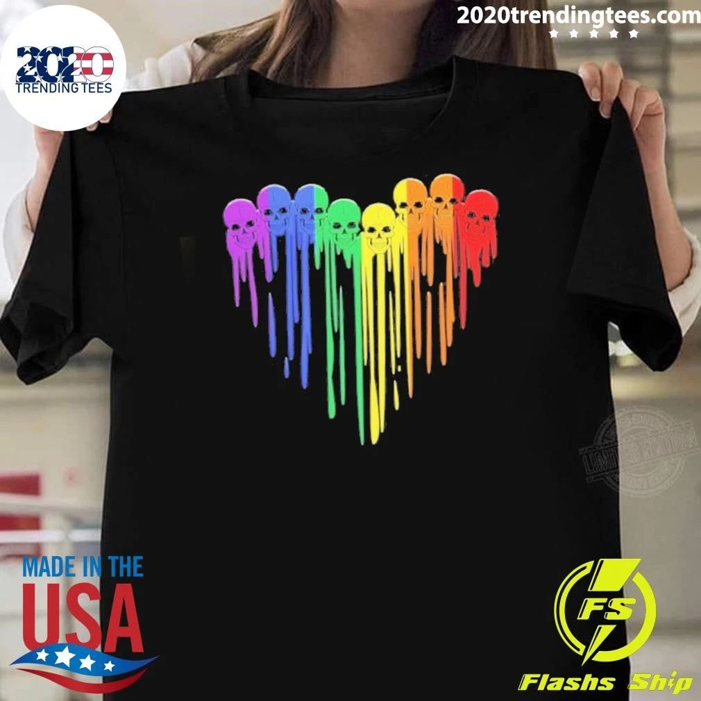 Rainbow Dripping Skulls Heart Pride Lgbtq Shirt