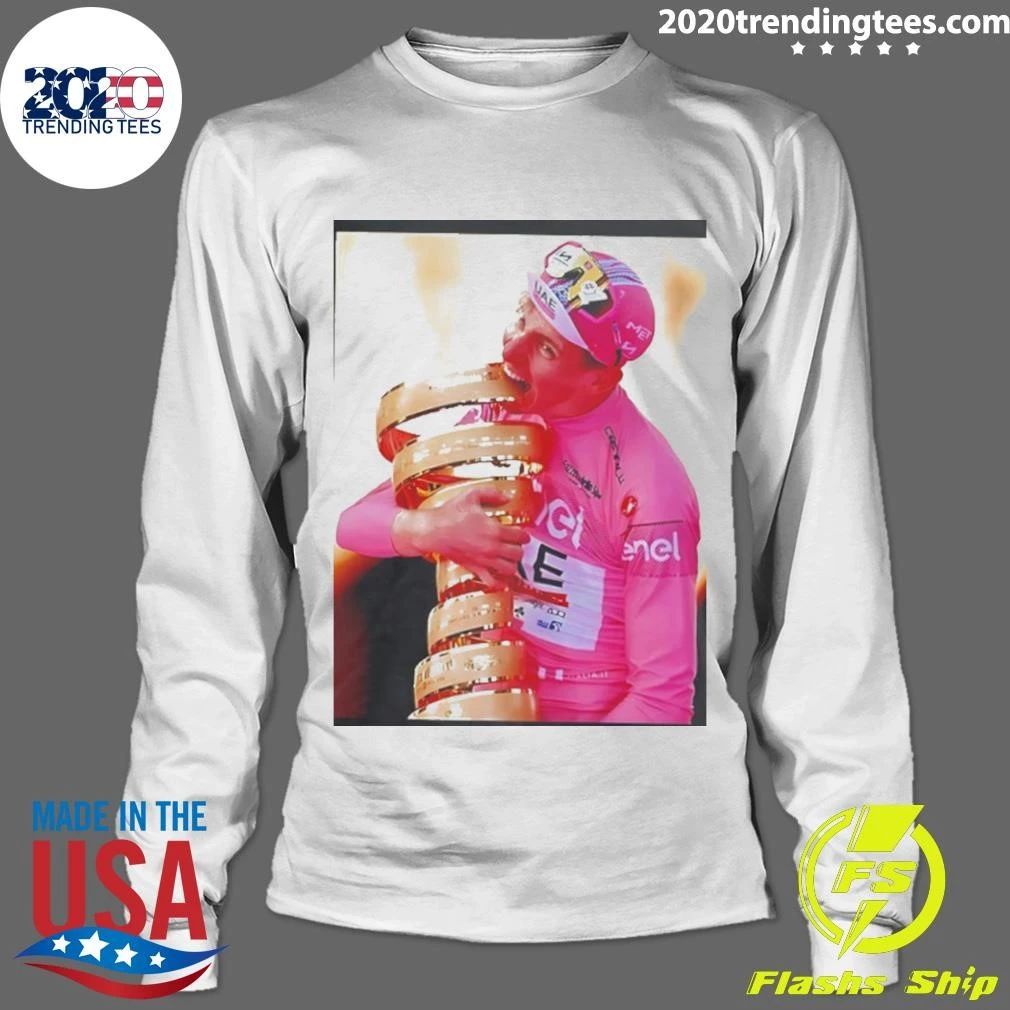 Tadej Pogacar 2024 Giro D’italia Biting Trophy Shirt