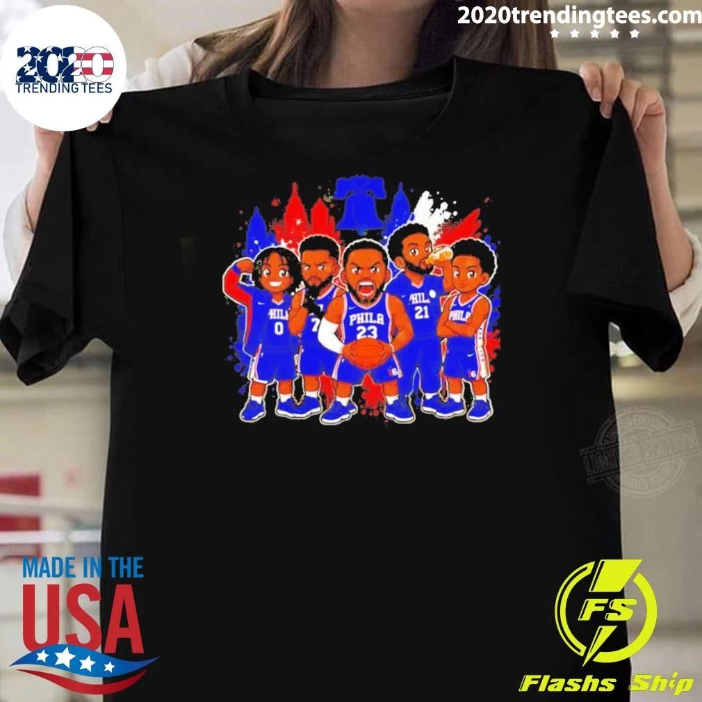 James Philadelphia 76ers Player Skyline Cartoon Shirt
